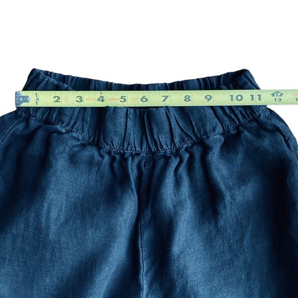 Road To Bohemia Black Linen Pull On Wide Leg High Rise Culottes Cropped Pants - Picture 12 of 14